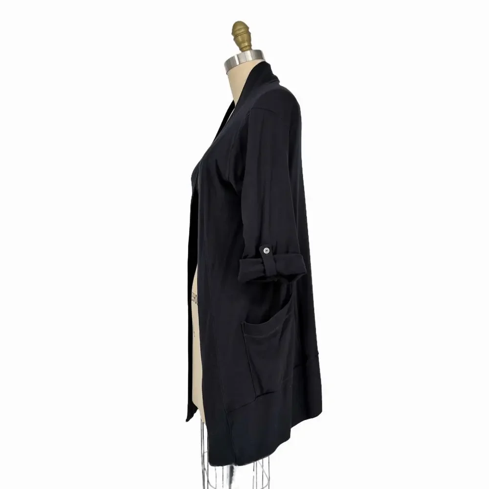 Splendid Open Front Roll Tab Sleeve Longline Cardigan size XS Pima Cotton Modal